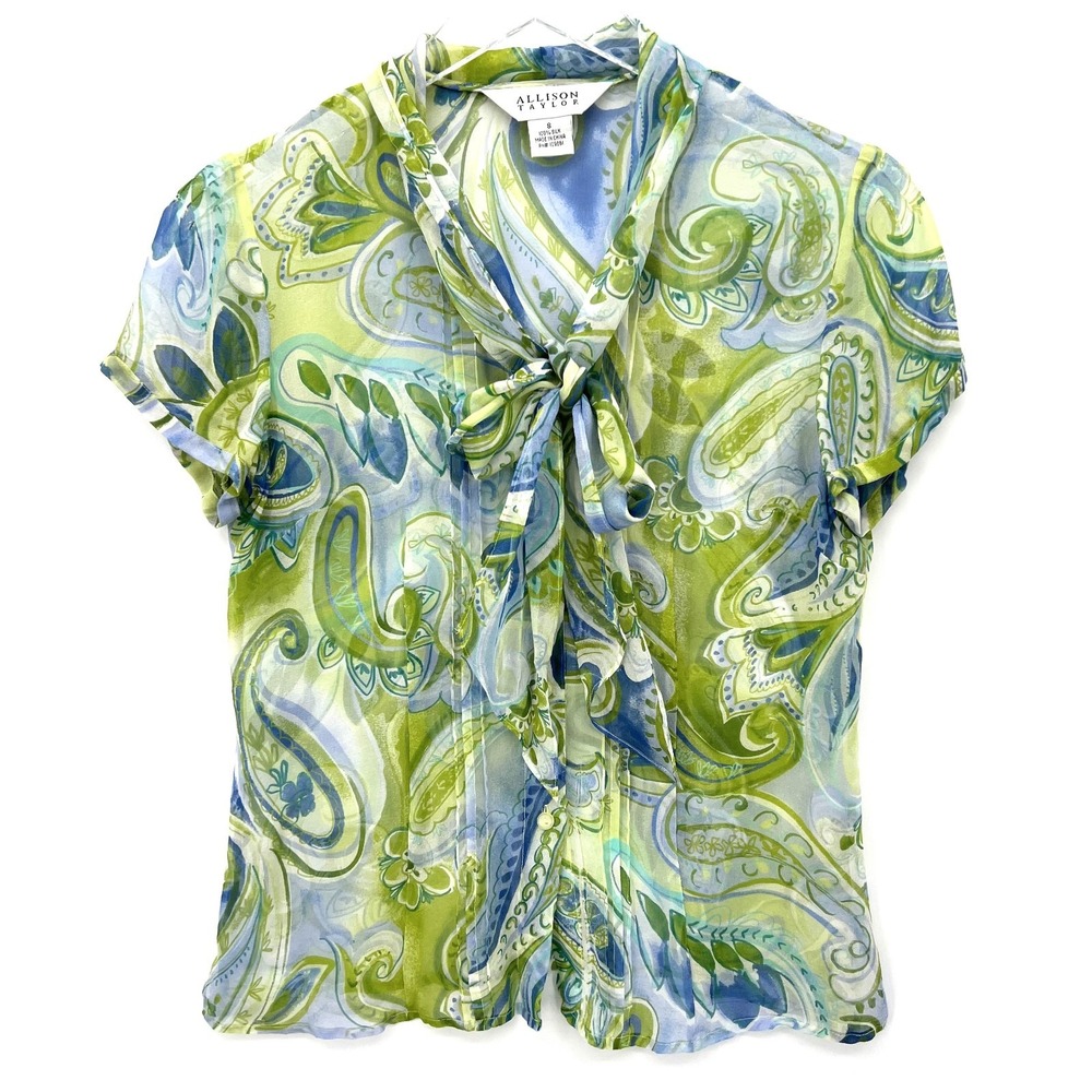 Vintage Allison Taylor‎ 100% Silk Paisley Top Size S Fairy Friends Phoebe Blouse